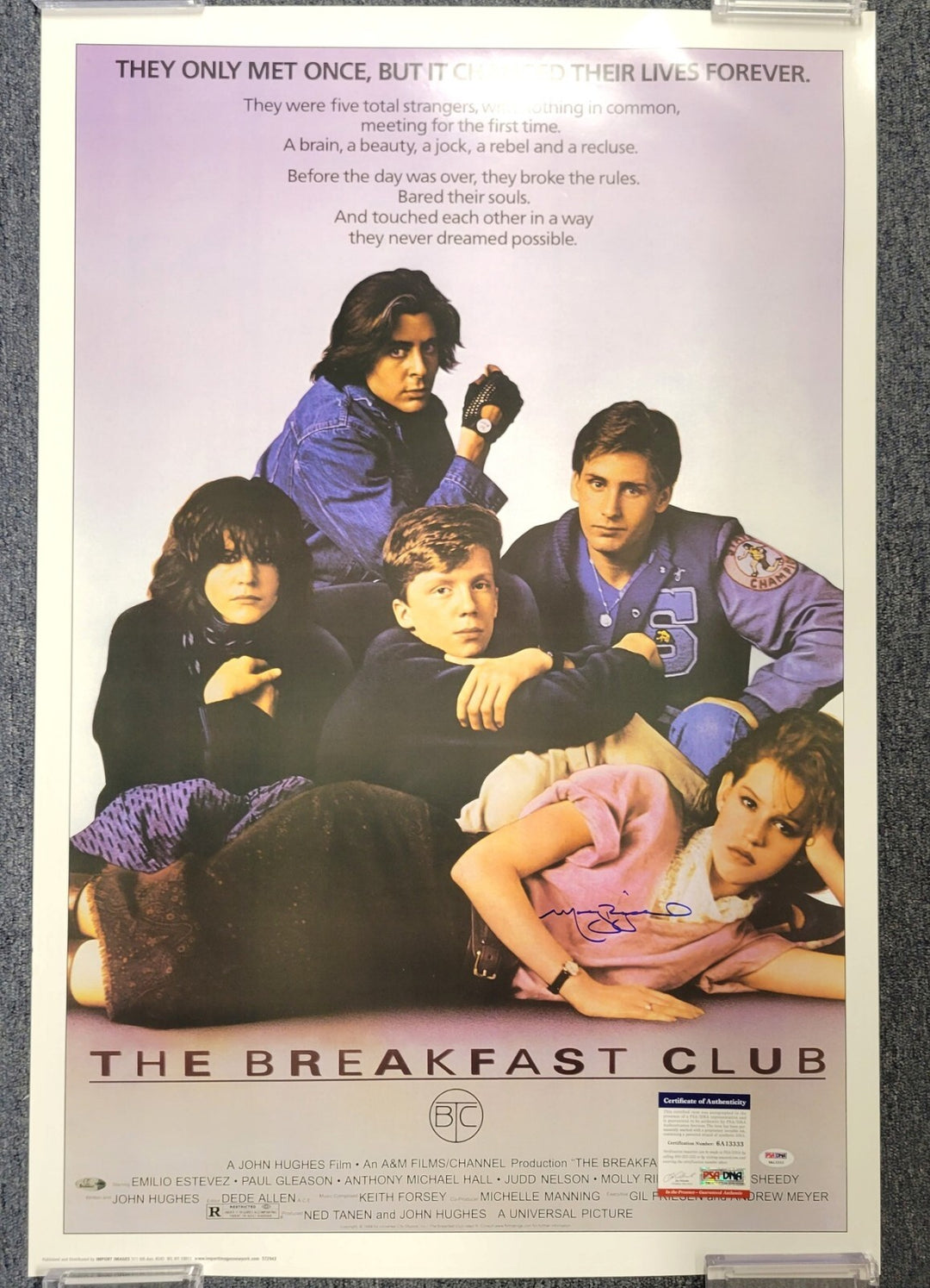 Molly Ringwald signed Breakfast Club 24x36 Movie Poster Autograph ~ PSA ITP COA