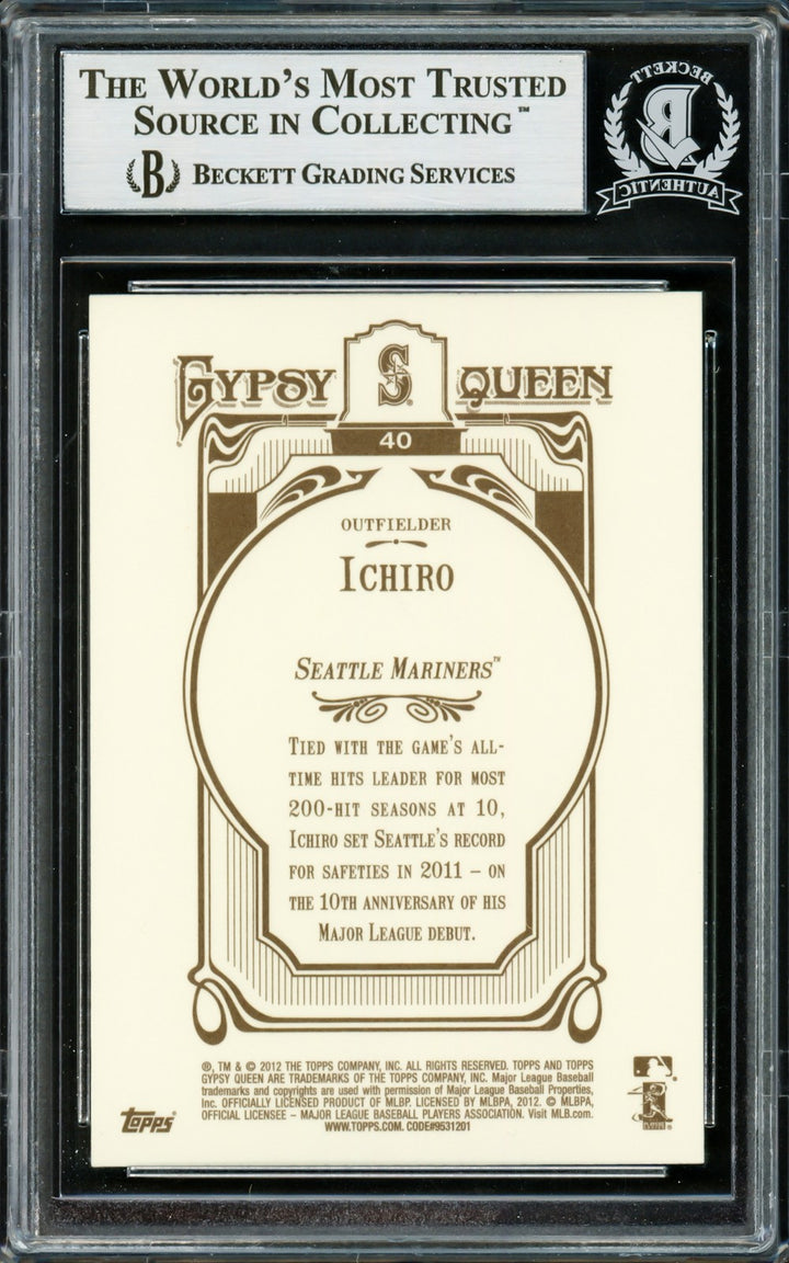 Ichiro Suzuki Signed 2012 Topps Gypsy Queen Card 40 Seattle Mariners Beckett