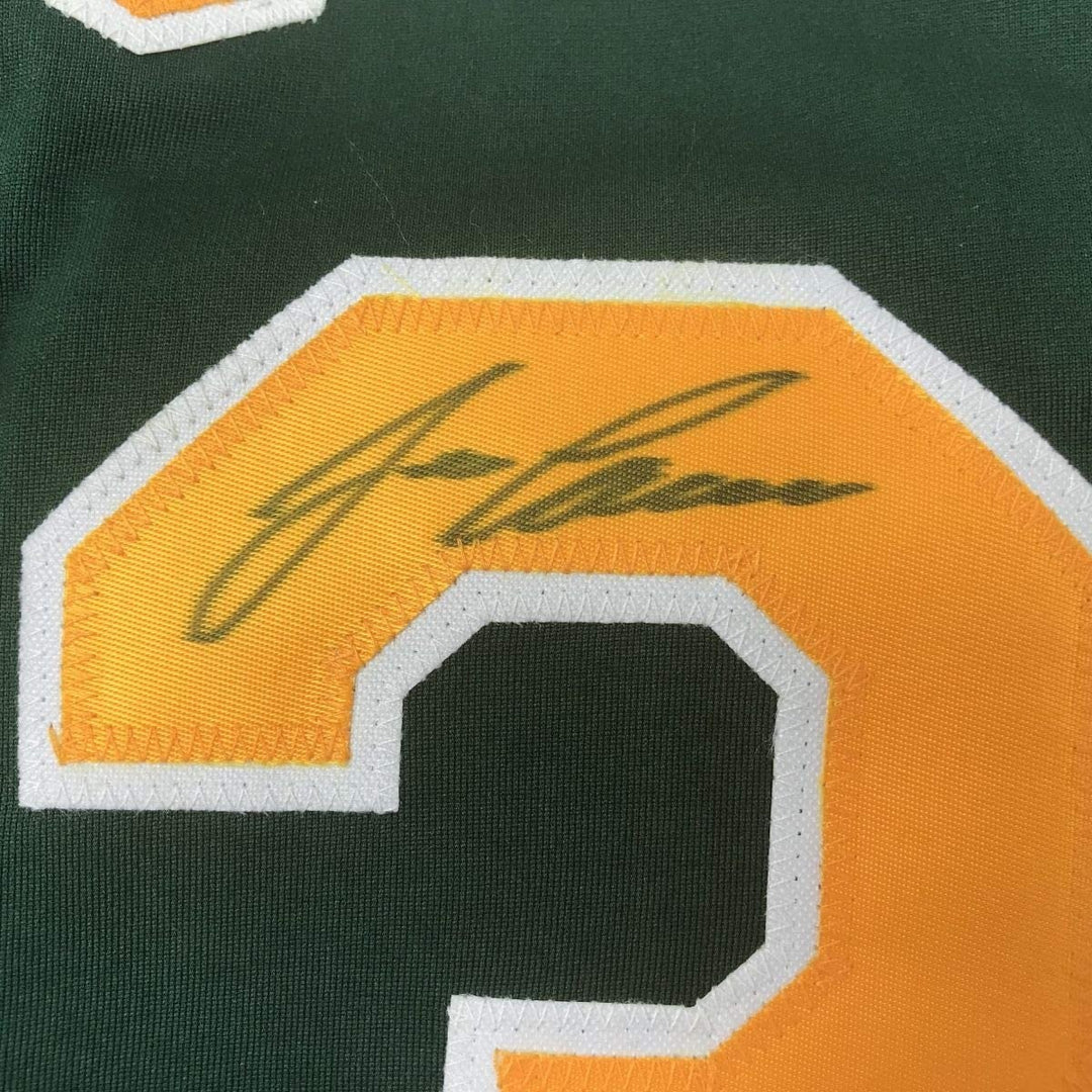 Autographed/Signed JOSE CANSECO Oakland Dark Green Jersey JSA COA Auto