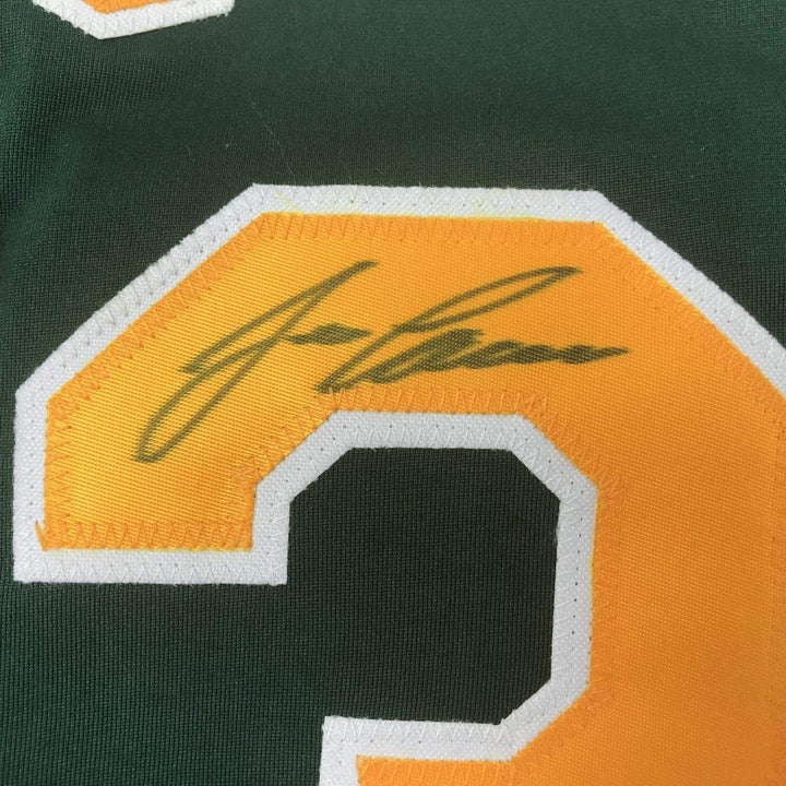 Autographed/Signed JOSE CANSECO Oakland Dark Green Jersey JSA COA Auto