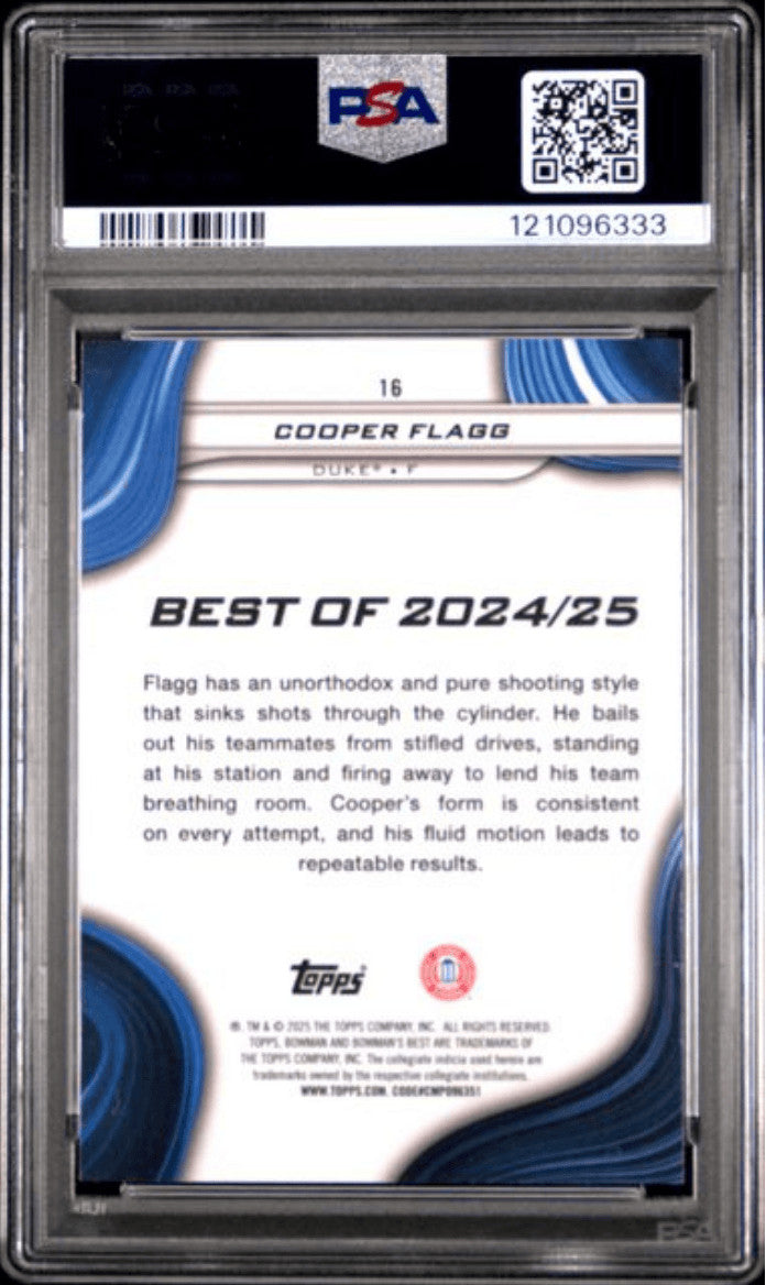 Graded 2024 Topps Bowman U Best Cooper Flagg #16 Rookie Card PSA 10