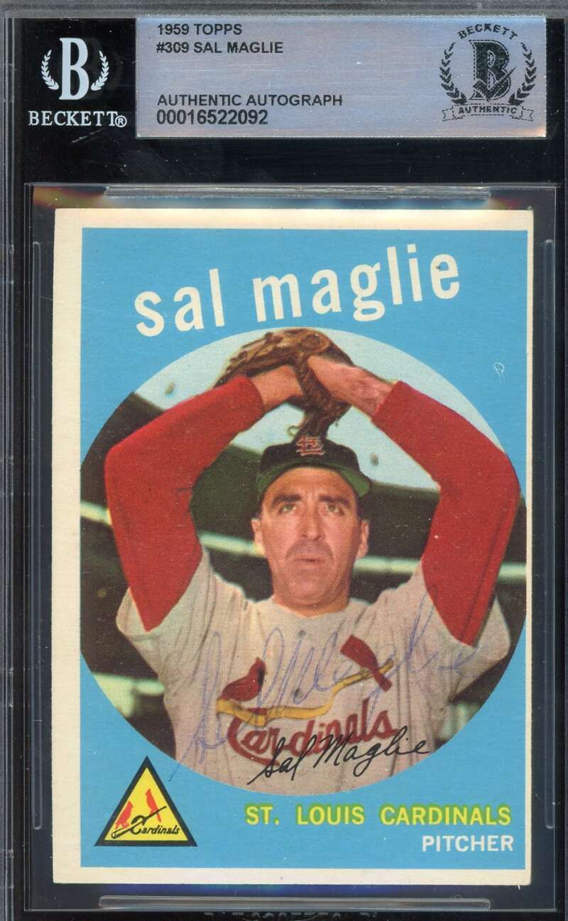 Sal Magile Beckett BAS Signed 1959 Topps Autograph
