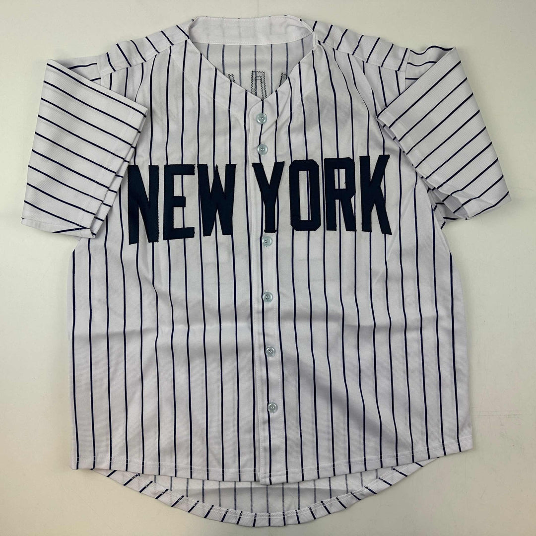 Facsimile Autographed D.J. DJ LeMahieu New York Pinstripe Reprint Jersey Size XL