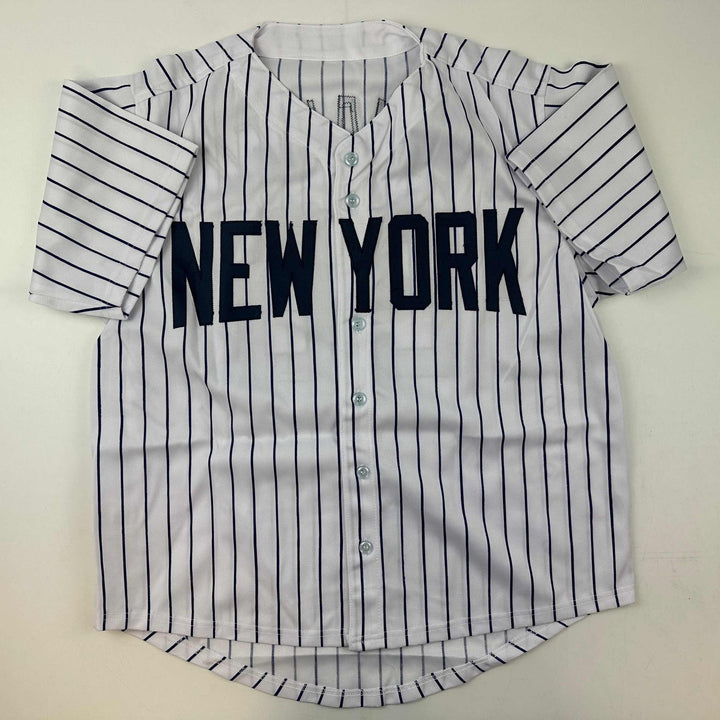 Facsimile Autographed D.J. DJ LeMahieu New York Pinstripe Reprint Jersey Size XL