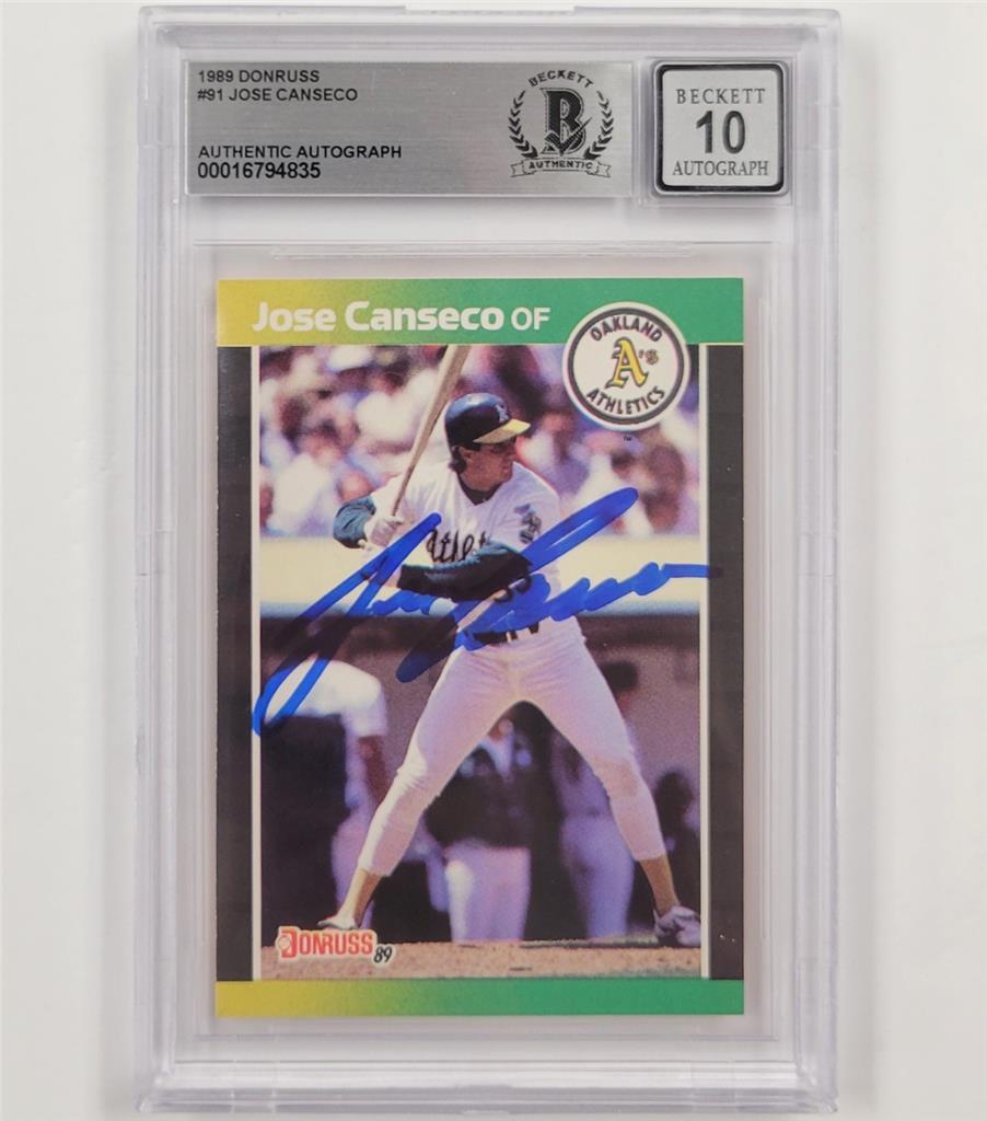 Jose Canseco signed 1989 Donruss #91 card autograph ~ Beckett BAS 10 auto