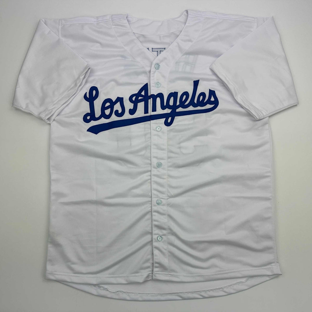Facsimile Autographed Mookie Betts Los Angeles LA White Reprint Jersey Men's XL