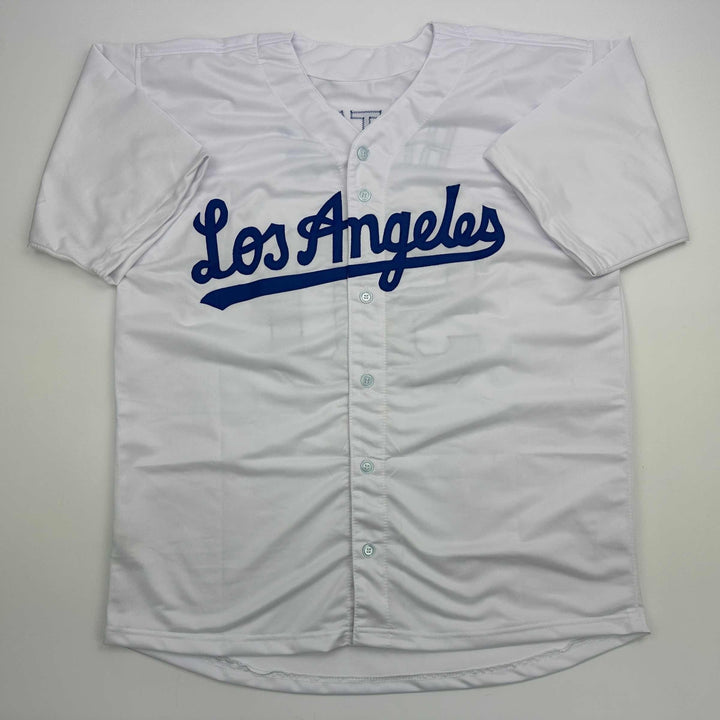 Facsimile Autographed Mookie Betts Los Angeles LA White Reprint Jersey Men's XL