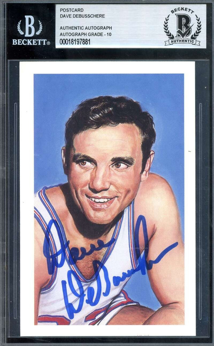 Dave Debusschere Gem Mint 10 Beckett BAS Signed 1992 Ron Lewis HOF Postcard Auto