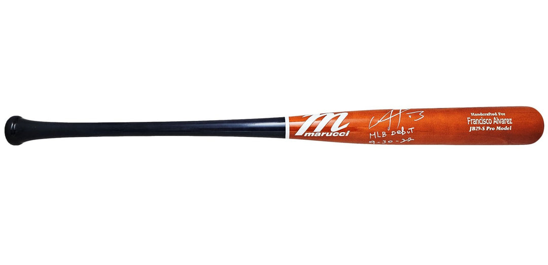 Francisco Alvarez Mets Signed Orange Marucci Model Bat MLB Debut 9-30-22 BAS