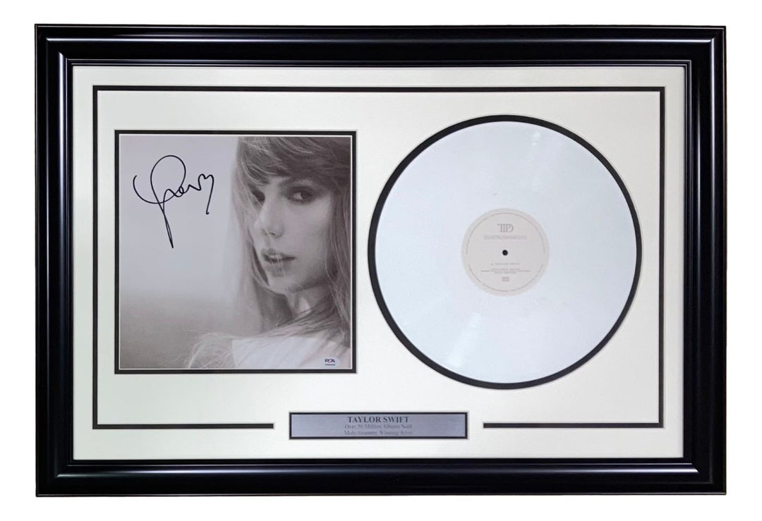 Taylor Swift Signed Framed RARE Heart Insert w/ Tortured Poets Vinyl PSA/DNA