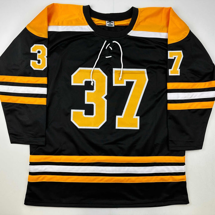 Facsimile Autographed Patrice Bergeron Boston Black Reprint Auto Jersey Men's XL