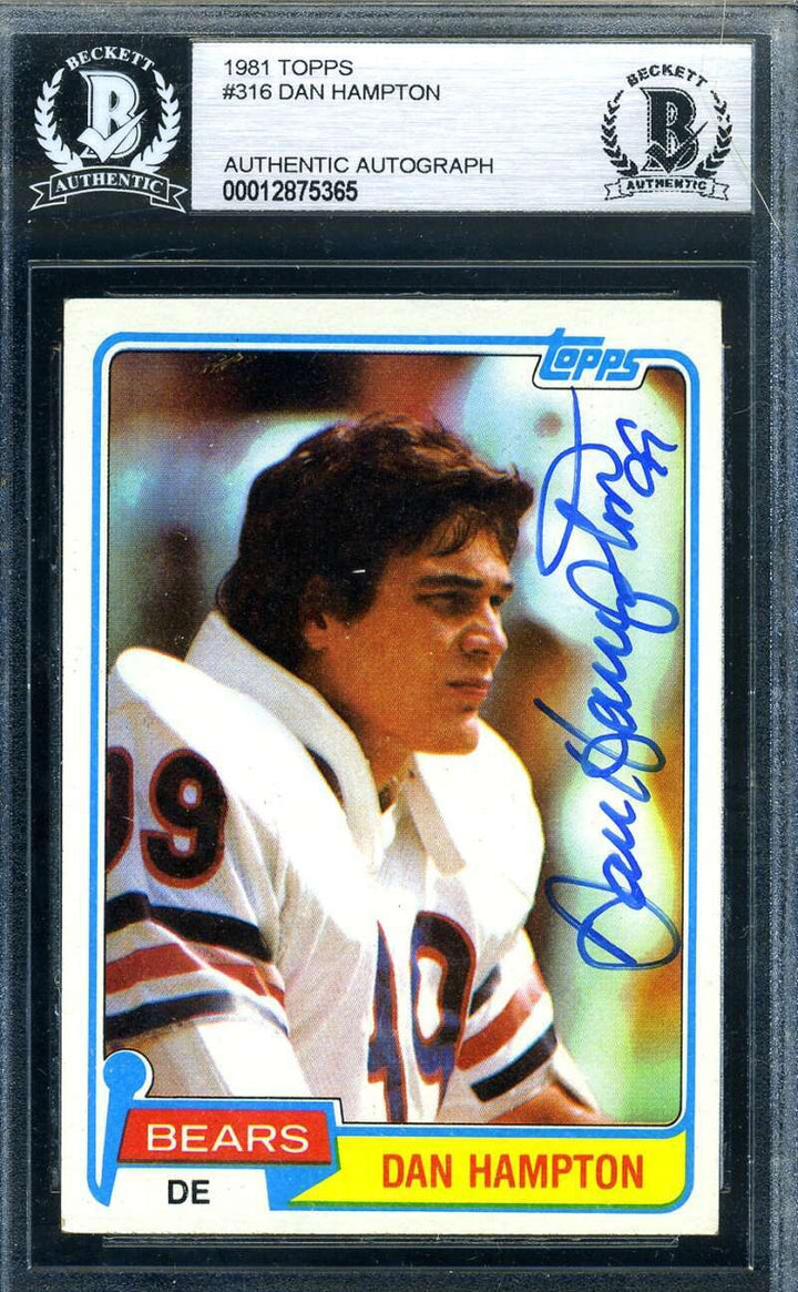 Dan Hampton BAS Beckett Coa Signed 1981 Topps Rookie Autograph 373