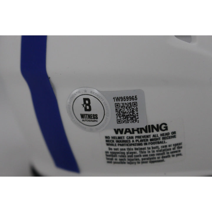 Edgerrin James Autographed Indianapolis Colts Lunar Mini Helmet Beckett 46478