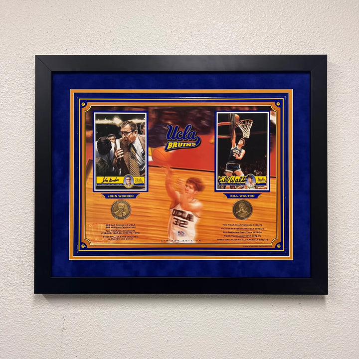 John Wooden and Bill Walton Custom Framed Display UCLA Signed Photo PSA
