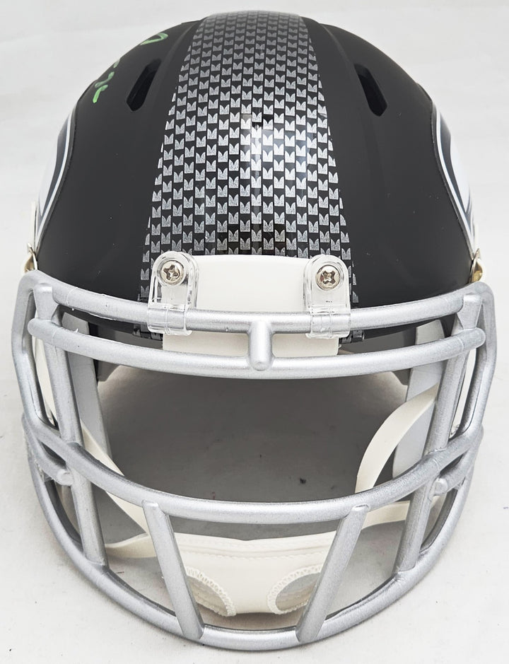 Chris Carson Signed Seahawks Flat Matte Black Speed Mini Helmet Fanatics Holo