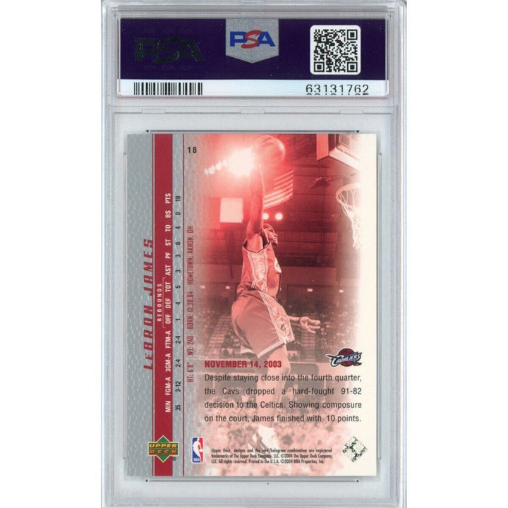 Graded 2003 Upper Deck LEBRON JAMES #18 Phenomenal Beginning Rookie Card PSA 10