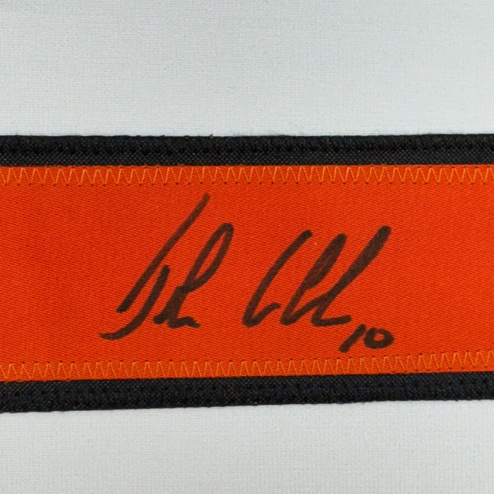 Framed Signed John LeClair 35x39 Philadelphia White Jersey JSA COA