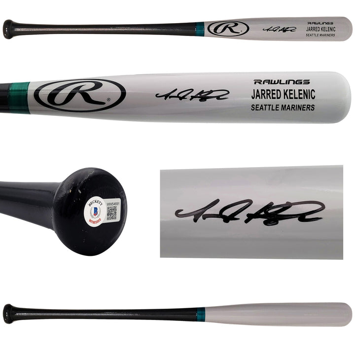 Jarred Kelenic Signed Gray Rawlings Game Model Bat Seattle Mariners Beckett