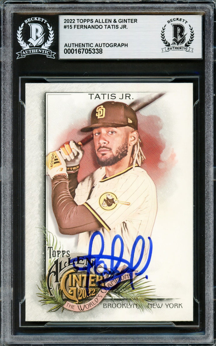 Fernando Tatis Jr. Signed 2022 Topps Allen & Ginter Card 15 Padres Beckett
