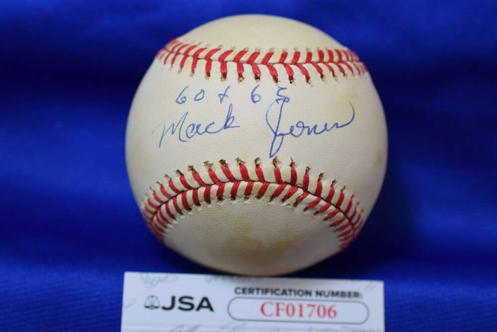 Mack Jones JSA COA Autograph ONL National League Signed Baseball 60 & 65