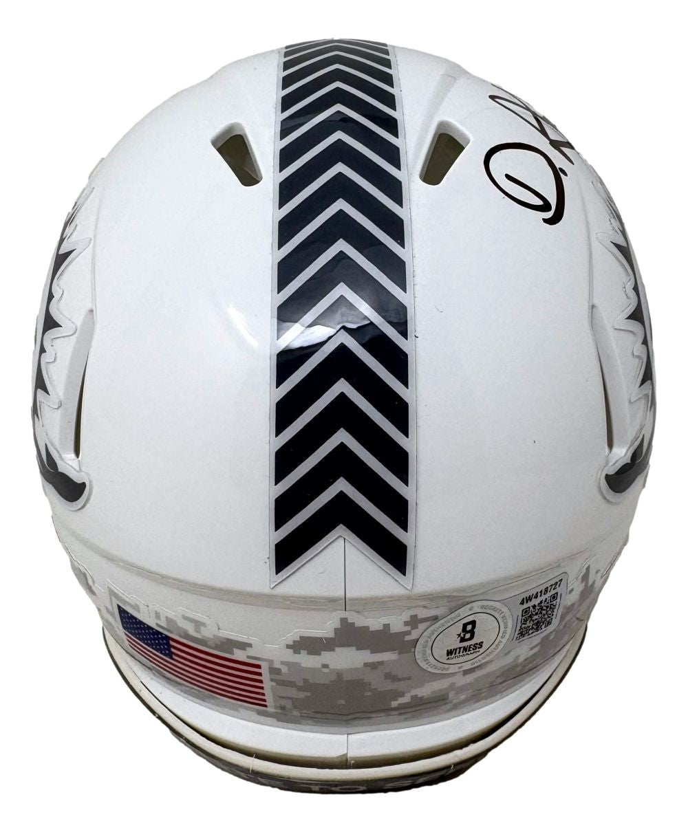 De'Von Achane Signed Miami Dolphins Salute To Service Mini Speed Helmet BAS
