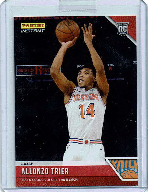 2018-19 ALLONZO TRIER SCORES 31 OFF THE BENCH NY KNICKS PANINI INSTANT CARD #89