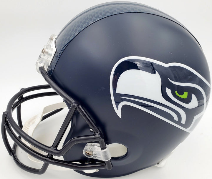 Russell Wilson Signed Seahawks Full Size Replica Helmet In Silver RW Holo