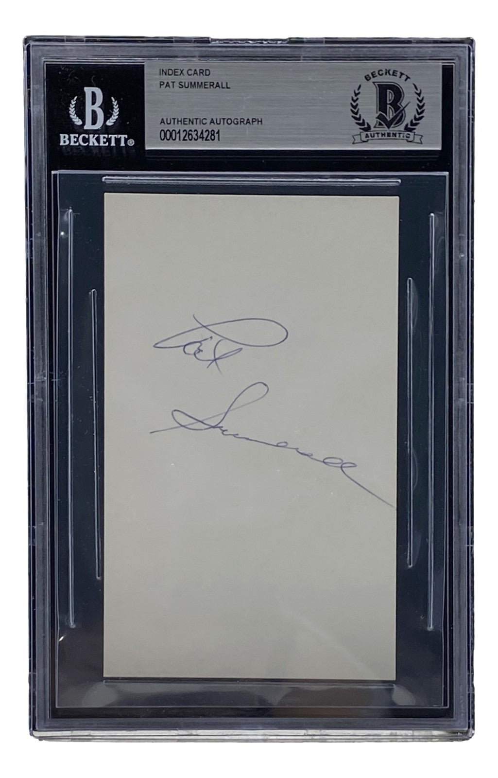 Pat Summerall Signed Slabbed Index Card Chicago Cardinals BAS 00012634281