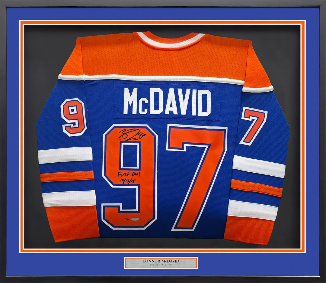 Oilers Connor McDavid Signed 2015 Alternate M&N Jersey "1st Goal" #/97 UDA Holo