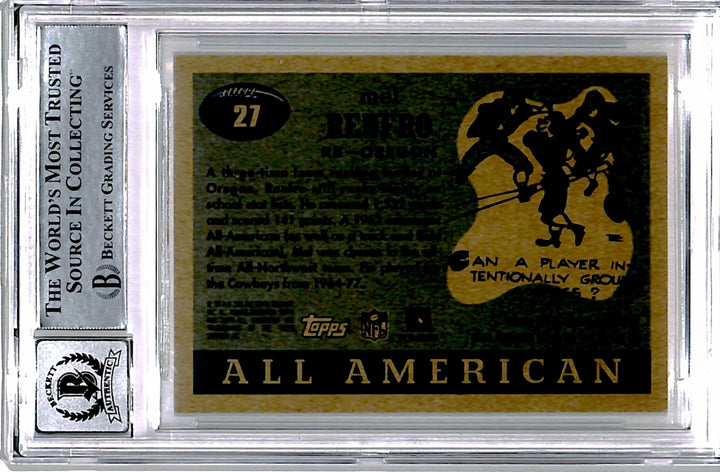 Mel Renfro Signed 2005 Topps All American #27 Trading Card Beckett 44495