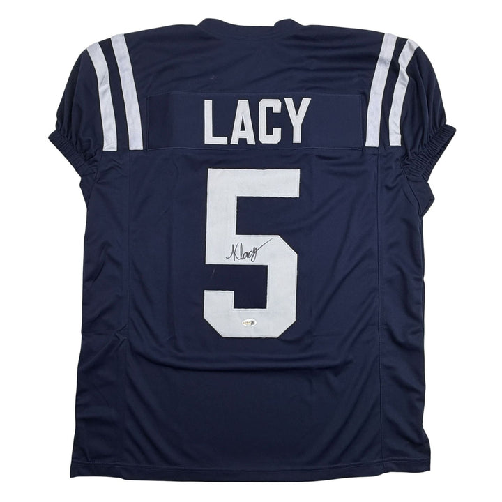 Autographed/Signed Kewan Lacy Ole Miss Blue College Football Jersey JSA COA
