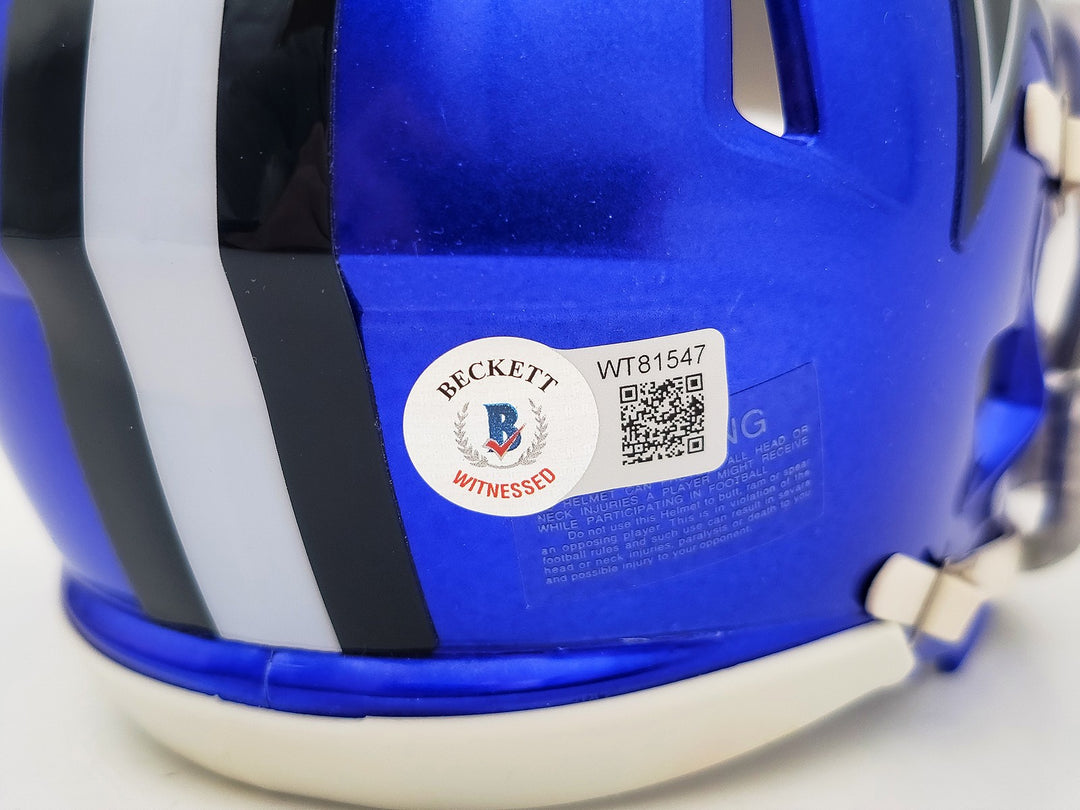 Ezekiel Elliott Signed Dallas Cowboys Flash Blue Speed Mini Helmet Beckett
