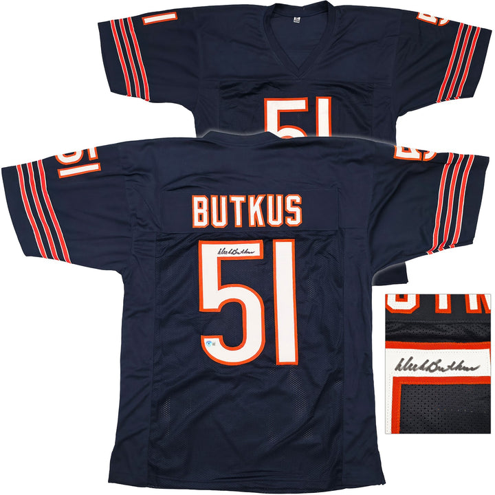 Chicago Bears Dick Butkus Signed Blue Jersey Beckett Wit