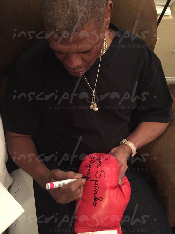 Leon Spinks Signed Boxing Glove #D/10 Inscribed "76 Olympic GM & Semper Fi" Ali