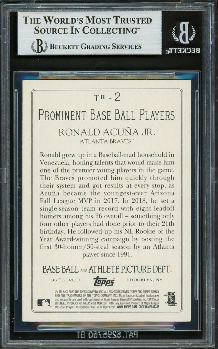 Ronald Acuna Jr. Signed 2020 Topps Turkey Red Card TR2 Braves Beckett #16710987