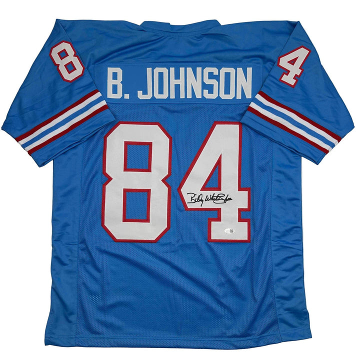 Autographed/Signed Billy White Shoes Johnson Tennessee Light Blue Jersey JSA COA