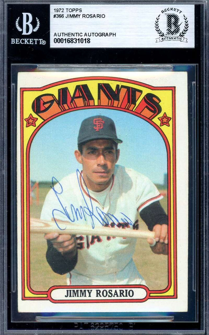 Jimmy Rosario Beckett BAS Signed 1972 Topps Autograph