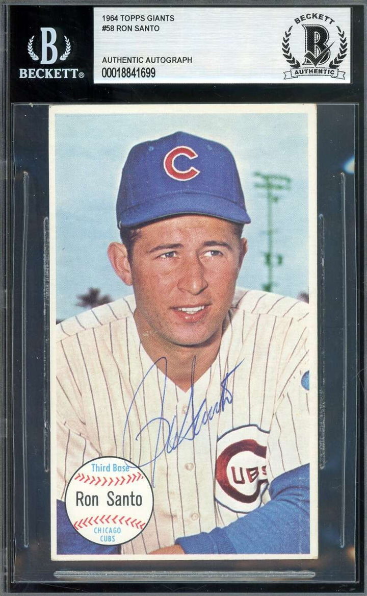 Ron Santo Beckett BAS Signed 1964 Topps Giants Autograph