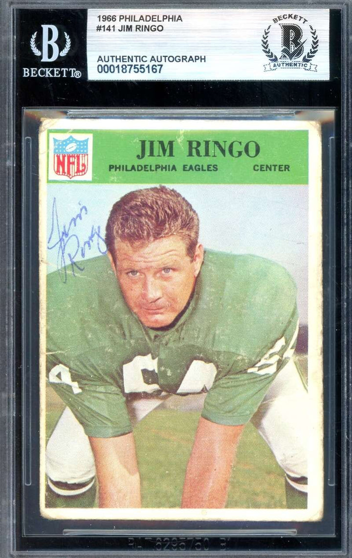 Jim Ringo Beckett BAS Signed 1966 Philadelphia Autograph Packers