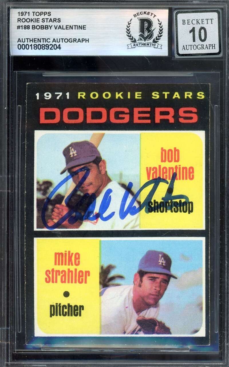 Bobby Valentine Gem Mint 10 Beckett BAS Signed 1971 Topps Rookie Autographed