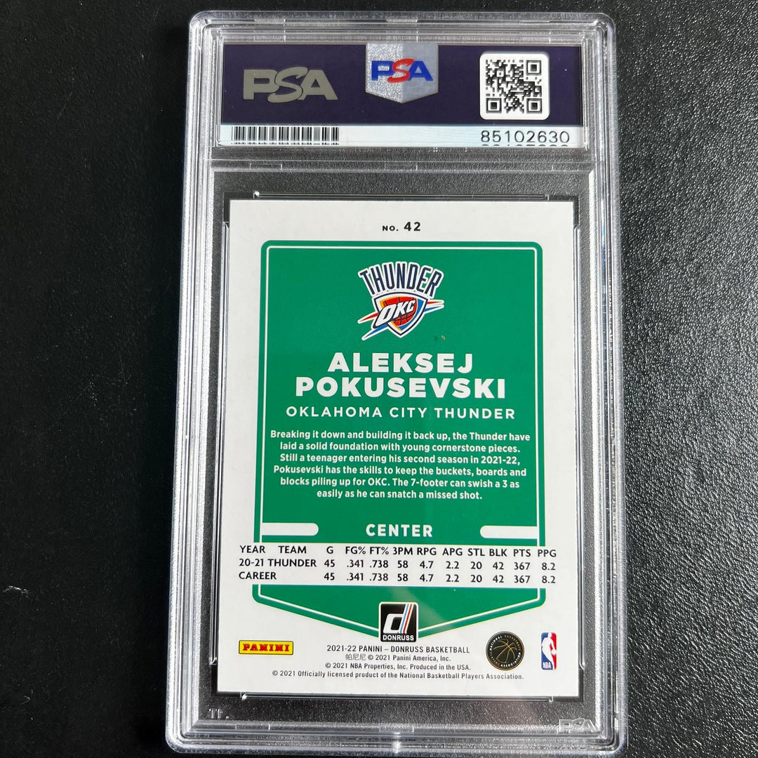 2021-22 Panini Donruss #42 Aleksej Pokusevski Signed Card AUTO PSA Slabbed RC Th