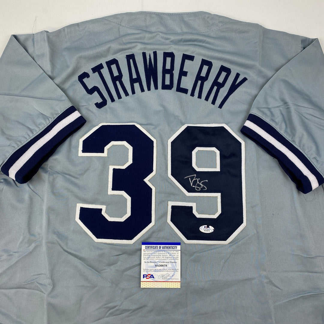 Autographed/Signed Darryl Strawberry New York Grey Jersey PSA/DNA COA