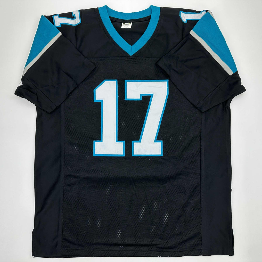 Facsimile Autographed Jake Delhomme Carolina Black Reprint Jersey Size Men's XL