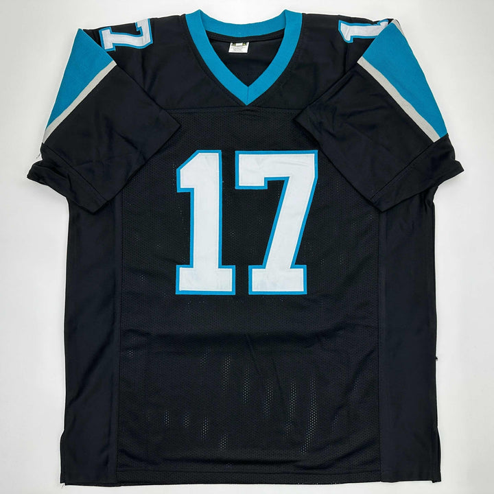 Facsimile Autographed Jake Delhomme Carolina Black Reprint Jersey Size Men's XL