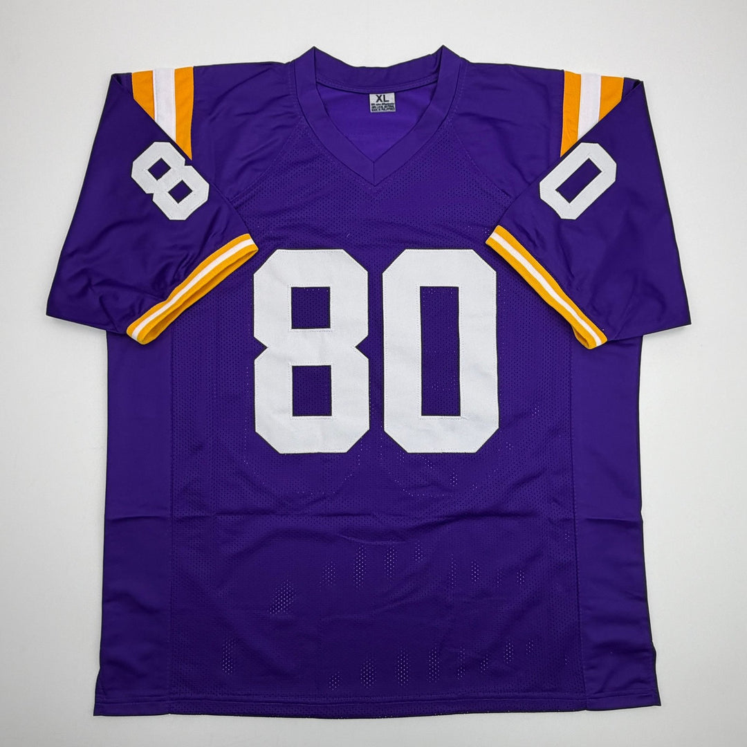 Autographed/Signed Dwayne Bowe LSU Purple College Jersey Beckett BAS COA