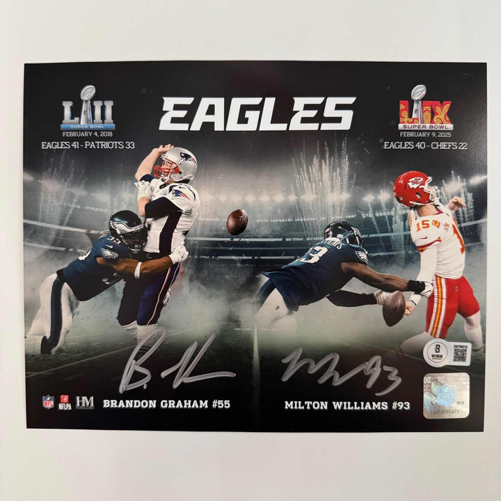 Autographed/Signed Brandon Graham & Milton Williams Eagles 8x10 Photo BAS COA