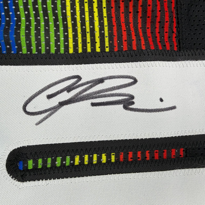 Autographed/Signed Christian Braun Denver Black Rainbow Jersey Beckett COA