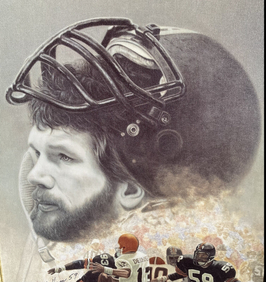 Jack Ham Signed 21x27 Framed Painted Canvas Steelers HOF 1988 Auto /59 Photo Coa