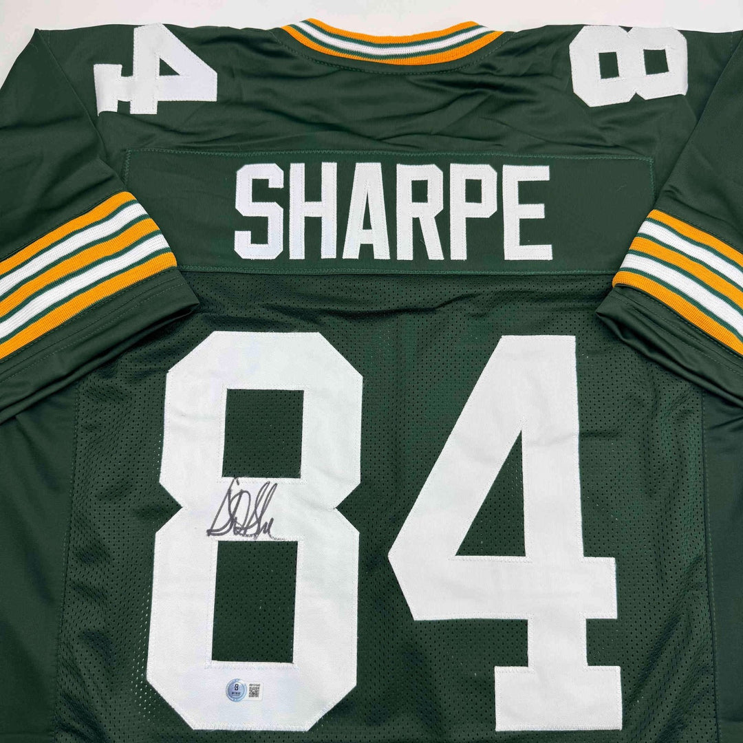 Autographed/Signed Sterling Sharpe Green Bay Green Jersey Beckett COA