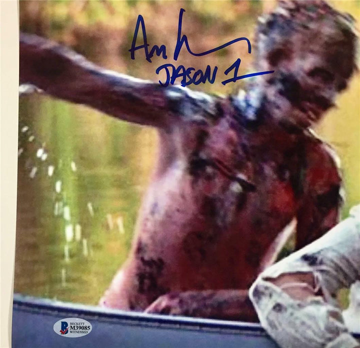 ADRIENNE KING + ARI LEHMAN Friday the 13th JASON 1 signed 11x17 photo ~ BAS COA
